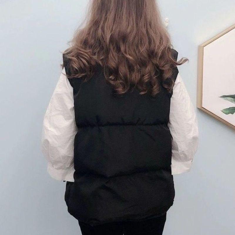 Áo phao ghi lê nữ cổ đứng cúc bấm siêu ấm > MET SHOP