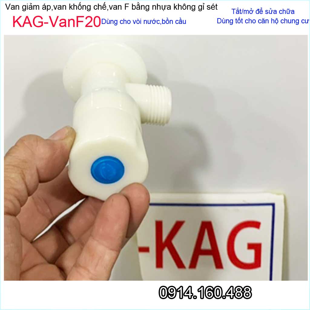 Van giảm áp lực nước KAG-VanF20, van khống chế nhựa điều chỉnh 100% dùng cho nước phèn nước mặn