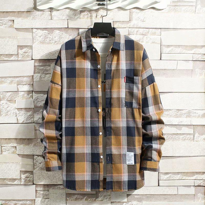 Áo Sơ Mi Tay Dài Form Rộng Họa Tiết Sọc Caro Phong Cách Công Sở Với 2 Màu