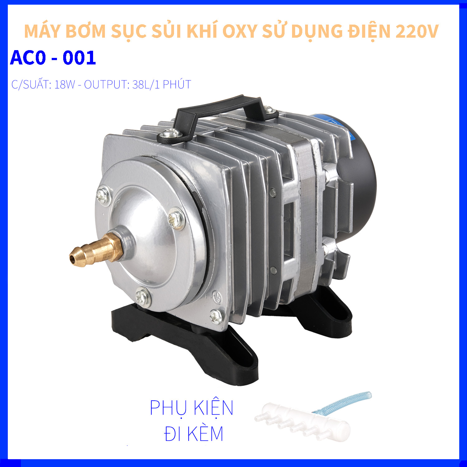 MÁY SỤC SỦI THỔI KHÍ OXY RESUN ACO-001 CHO HỒ BỂ CẢ CẢNH - TÔM - CÁ - SỬ DỤNG NGUỒN ĐIỆN 220V