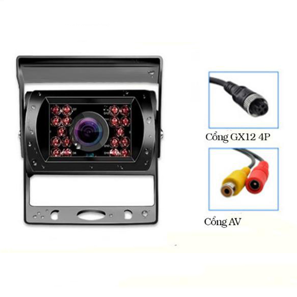 Camera Lùi Chống Nước Gắn Xe Tải 12-24V cổng GX12 4P