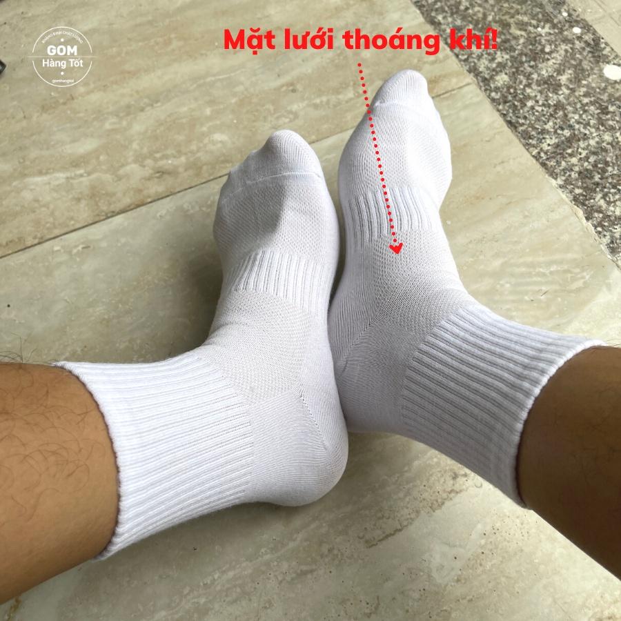 Tất vớ nam nữ cổ trung trơn màu GOMTAT chất liệu cotton cao cấp, có thiết kế thoáng khí, êm mềm đi mát -KLB-TRONLUNG-GANTAM