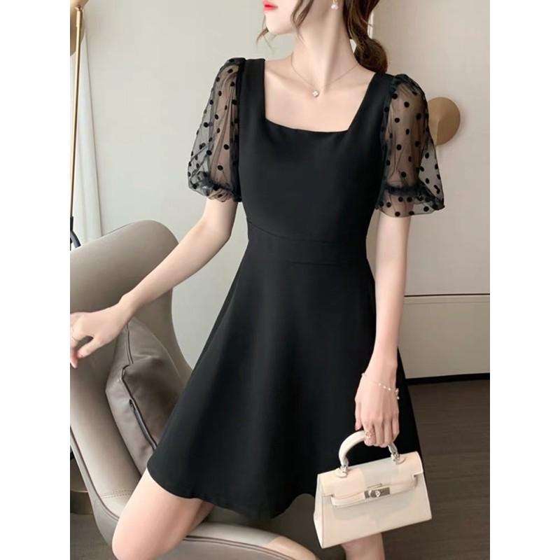 Váy đầm xoè chiết eo tay phối voan xinh xắn