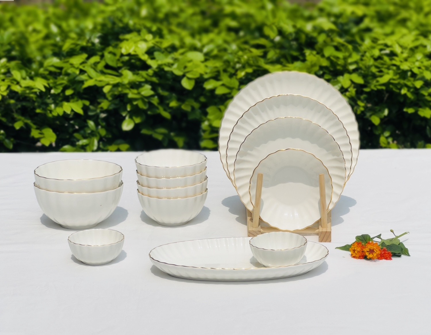 Bộ bát đĩa cao cấp Cotton 4 người - Erato - Hàng nhập khẩu Hàn Quốc