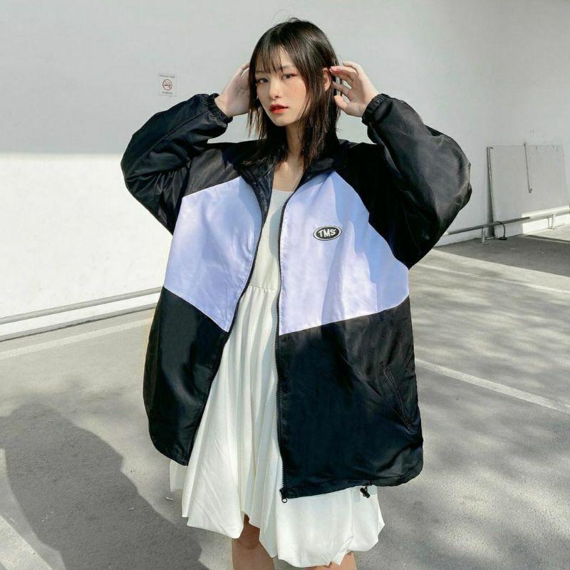Áo Khoác Dù TMS LOGO MIDSIDE Nam Nữ Ulzzang Unisex Form Rộng Bomber Jacket