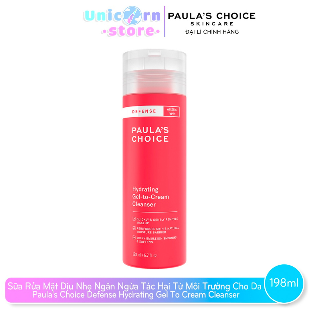 Sữa rửa mặt dành cho mọi loại da Paula’s Choice Defense Hydrating Gel to Cream Cleanser 198ml