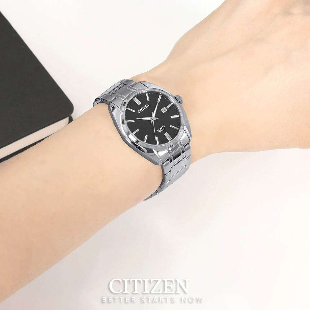 Đồng Hồ Nam Citizen Dây Thép Không Gỉ BI5100-58E - Mặt Đen
