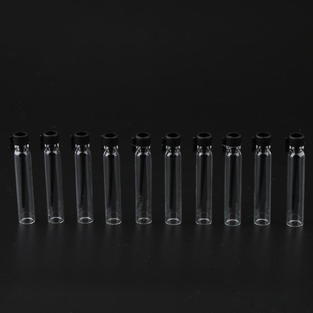 2x50x Mini Glass Perfume Sample Vials Empty Essential Oil Fragrance Bottle 2ml Black Cap