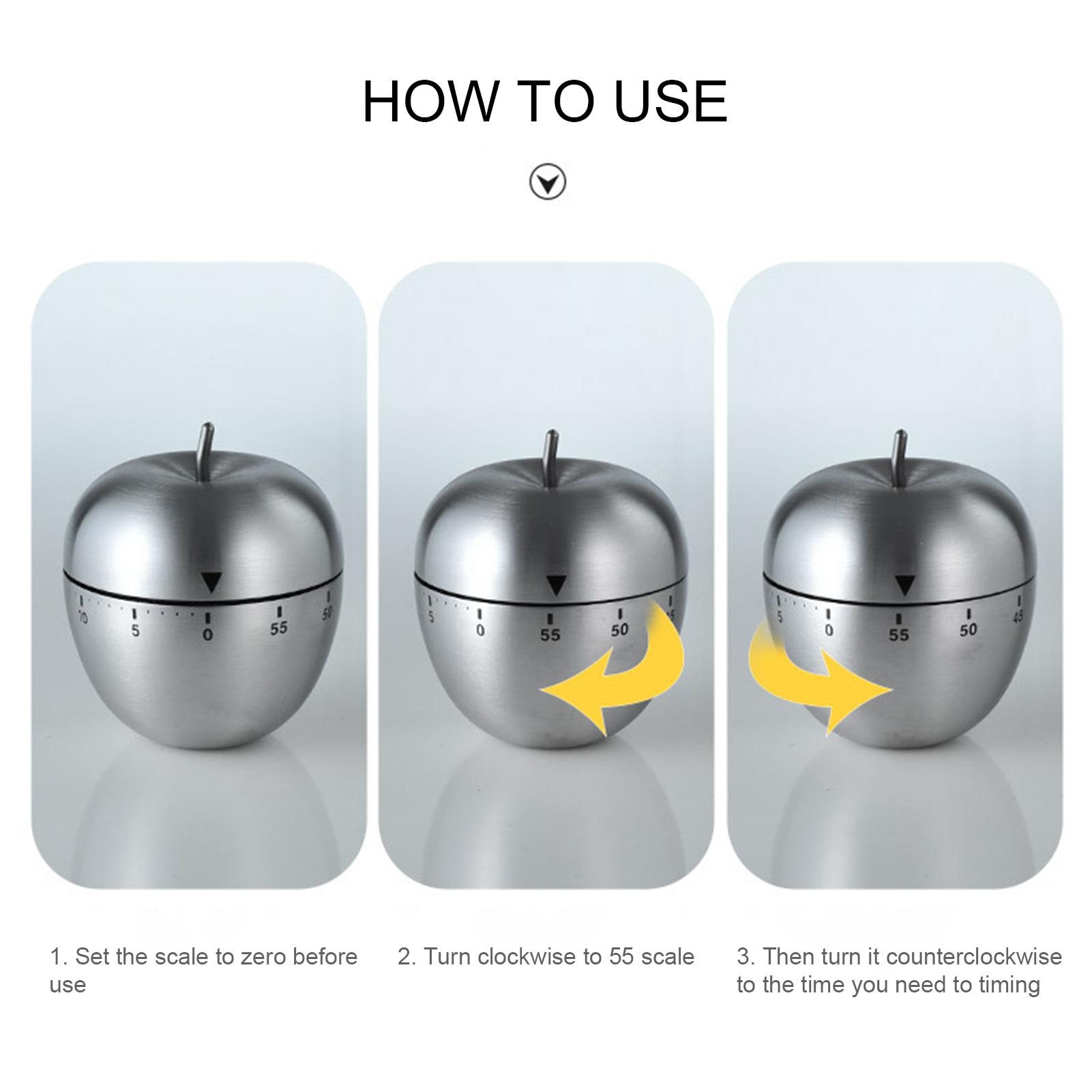 Đồng hồ cơ hẹn giờ hình trái cây dễ thương bằng thép không gỉ, hẹn giờ nấu ăn, tập gym…