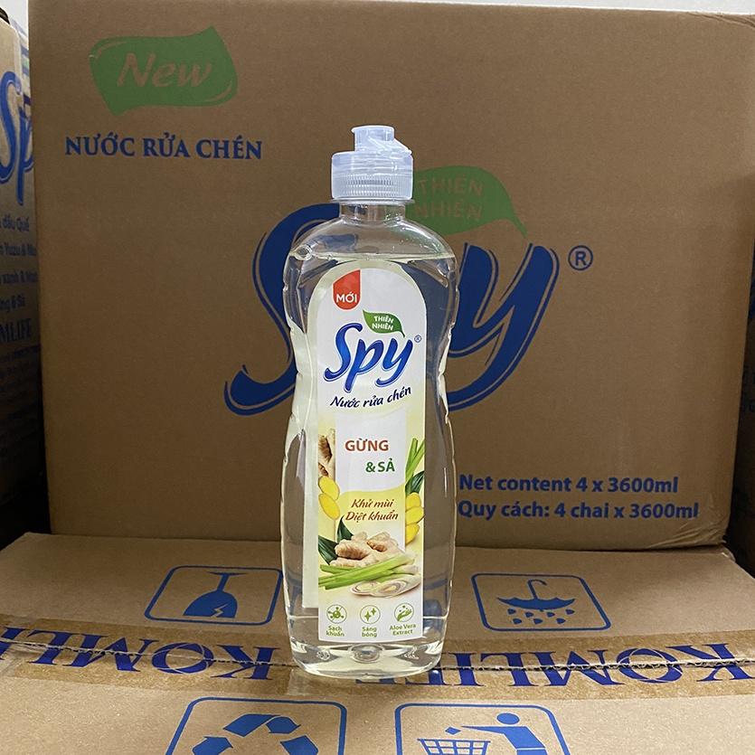 Nước rửa chén bát SPY hương Gừng Sả 760 ml thành phần thiên nhiên, an toàn, sạch nhanh dầu mỡ, mùi tan