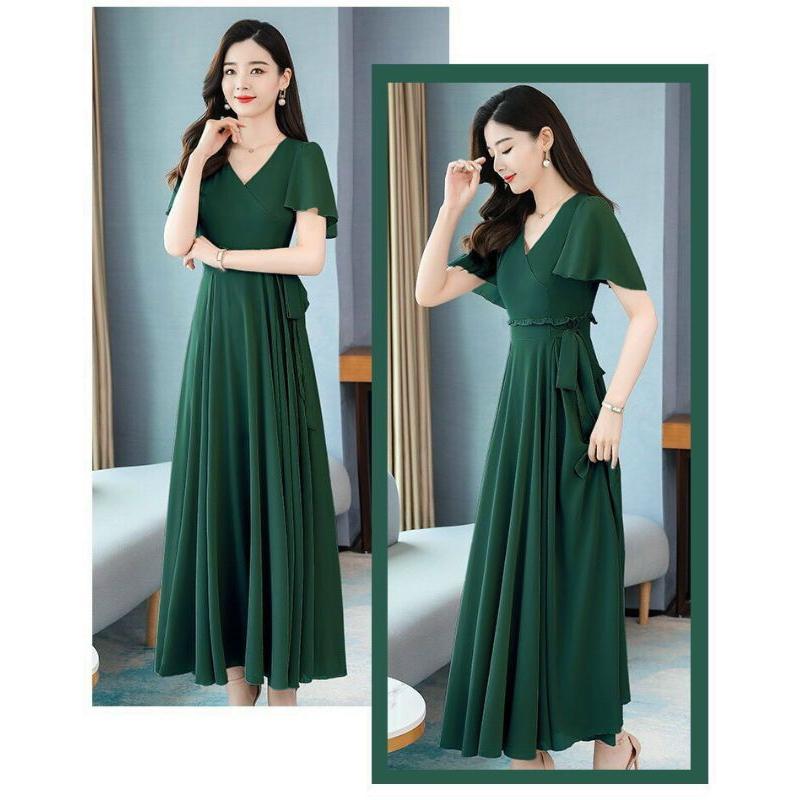 ĐẦM MAXI BÈO EO CỔ V