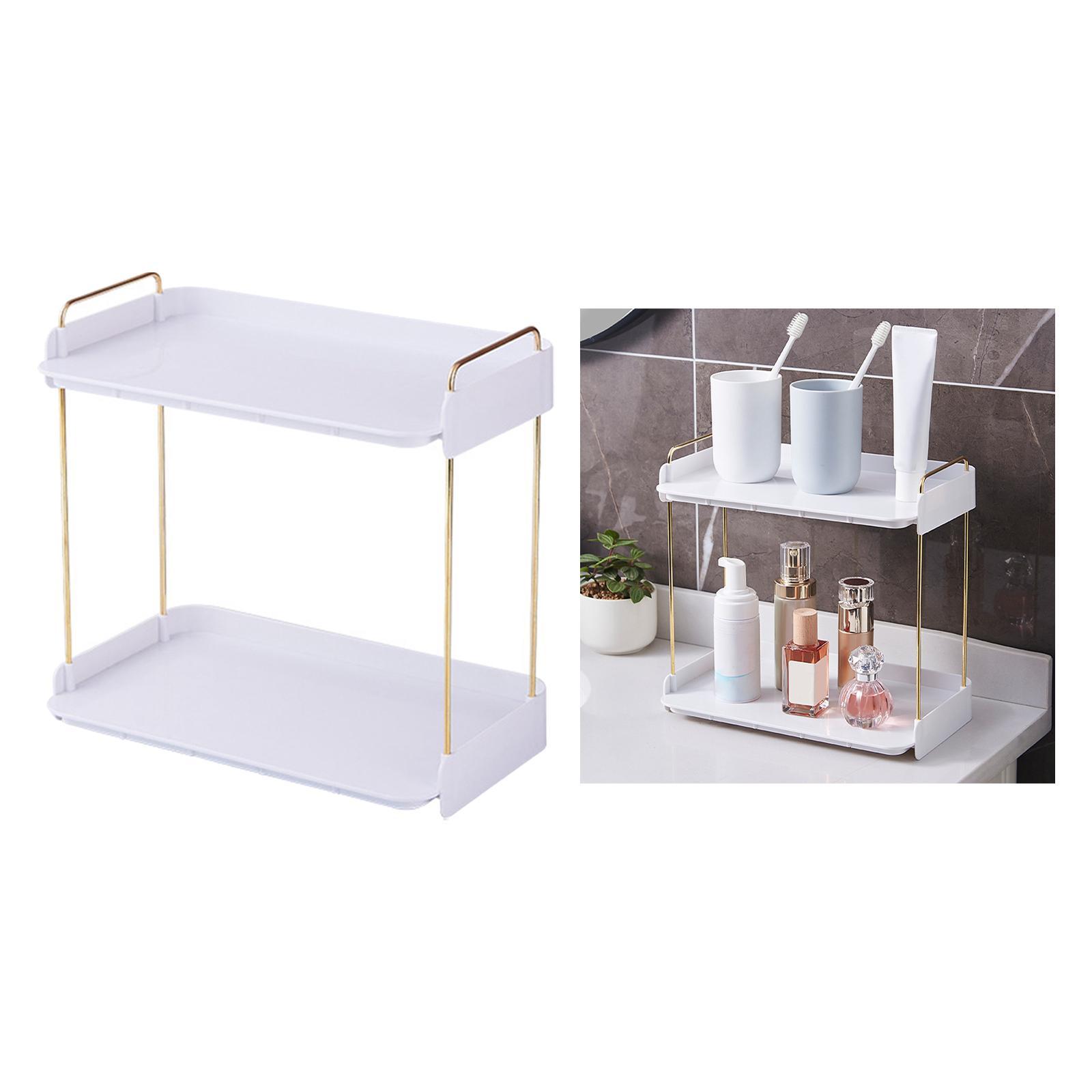 Cosmetic stand makeup shelves shower kitchen 2 Layers white