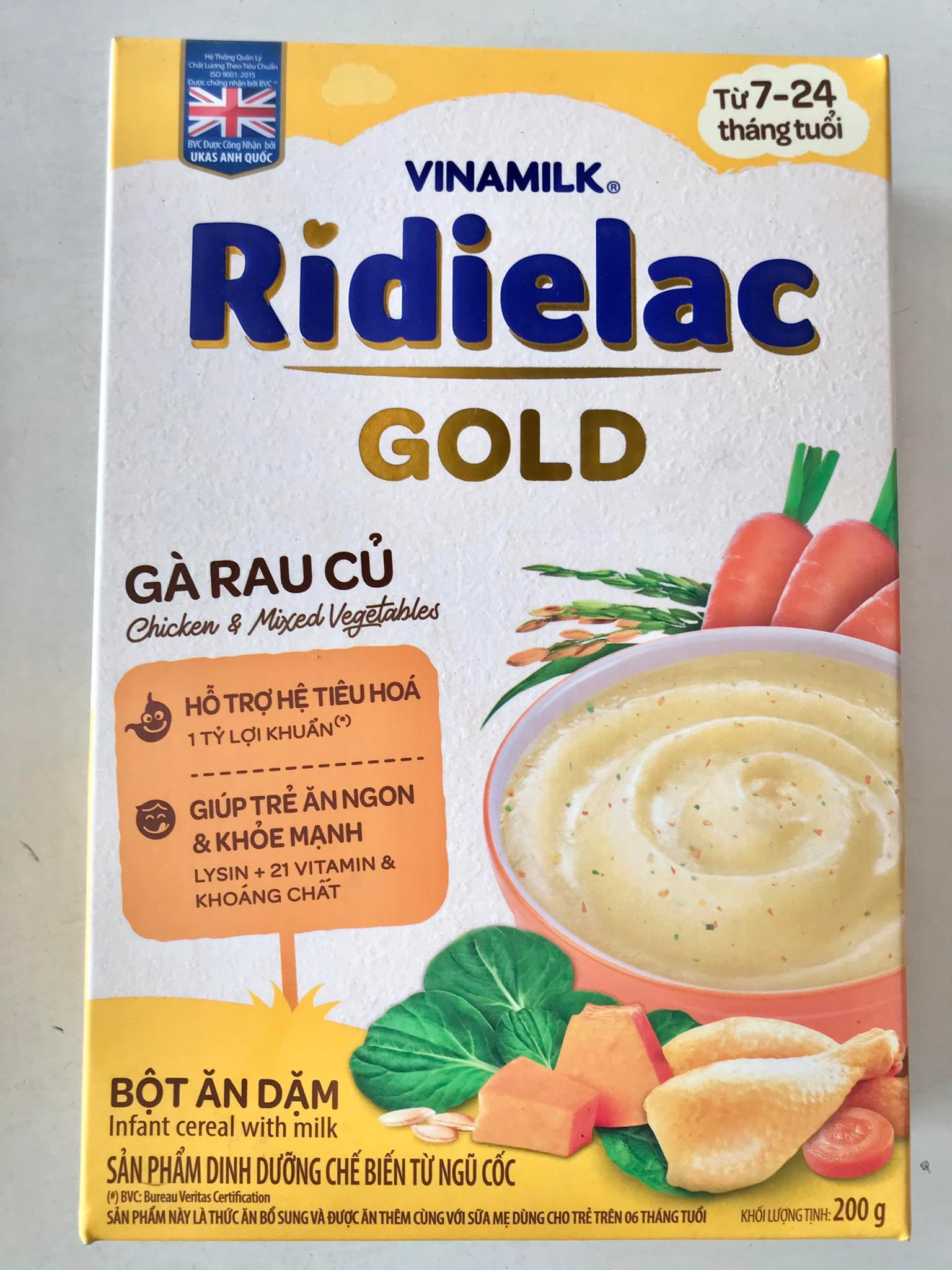 Bột Ăn Dặm Vinamilk Ridielac Gà Rau Củ Hộp (200g)