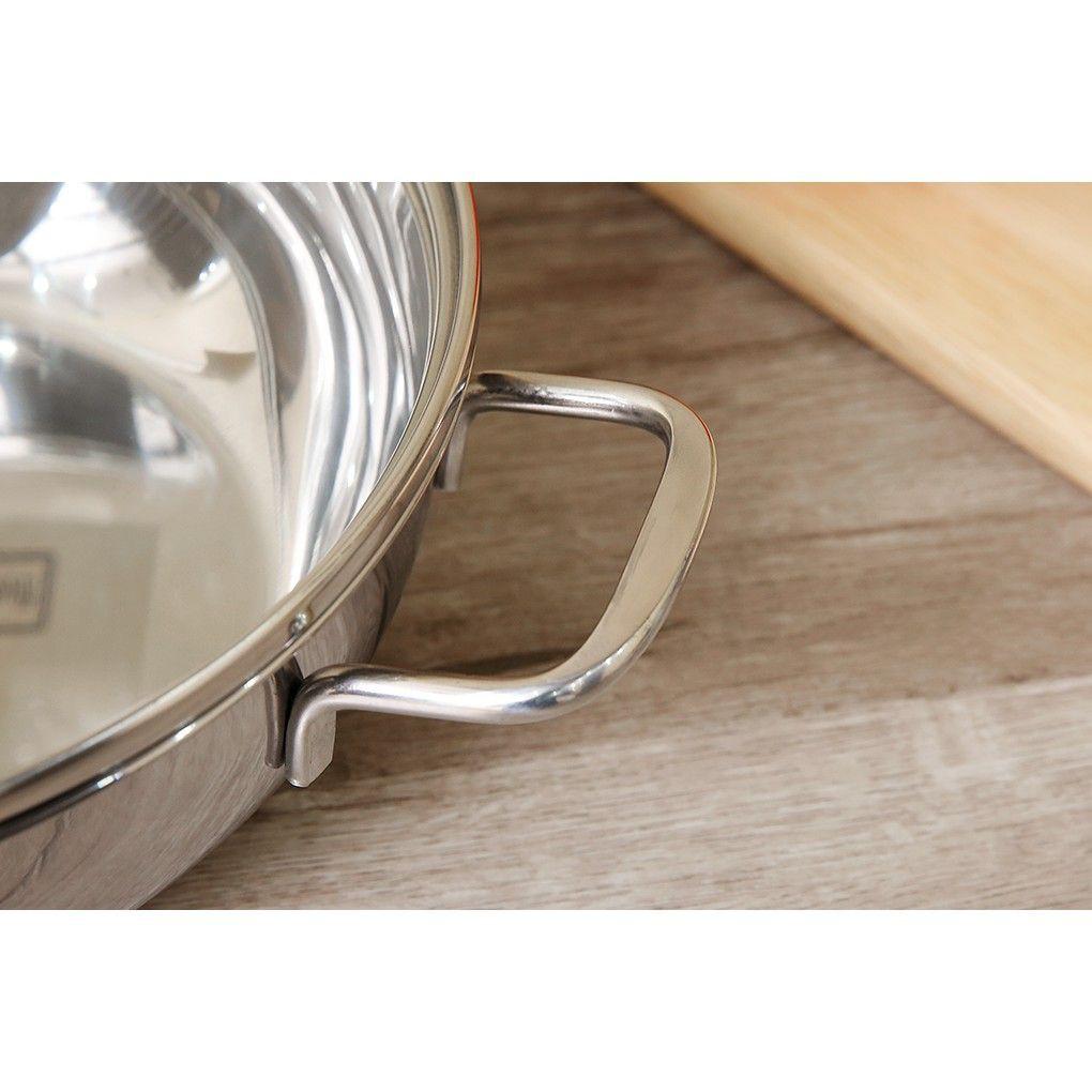 Nồi lẩu um xào inox 430 bếp từ 3 đáy Fivestar nắp kính ( 24cm / 26cm / 28cm )