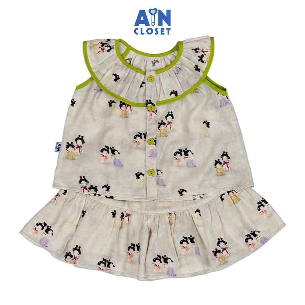 Bộ quần áo Ngắn bé gái họa tiết Cô Tiên Xanh Đũi tơ - AICDBG8QOIQ1 - AIN Closet