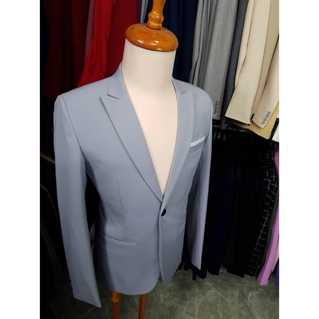 Áo vest nam form ôm body 1 nút màu xám ghi chất liệu vải dày mịn