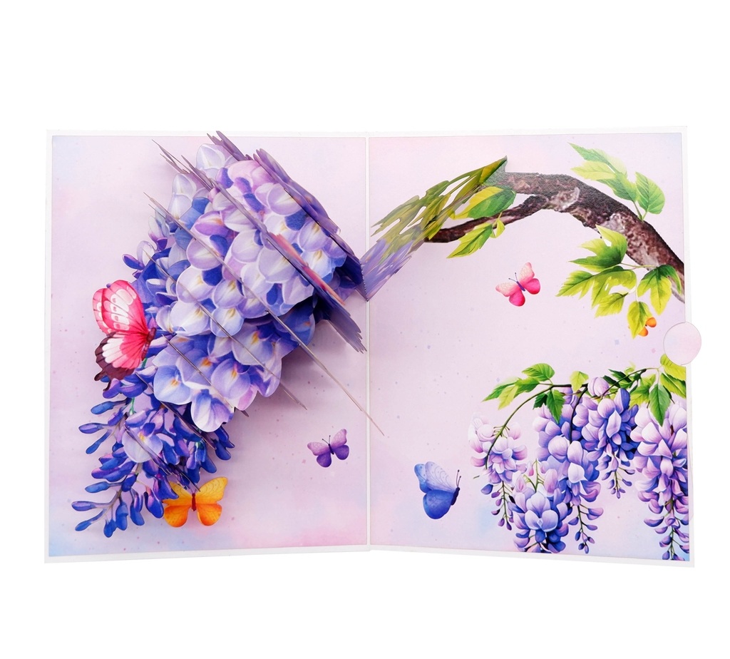 F63 -  Thiệp 3D Chim Ruồi &amp; Hoa Tử Đằng – Pop Up Card Viethands Giftshop