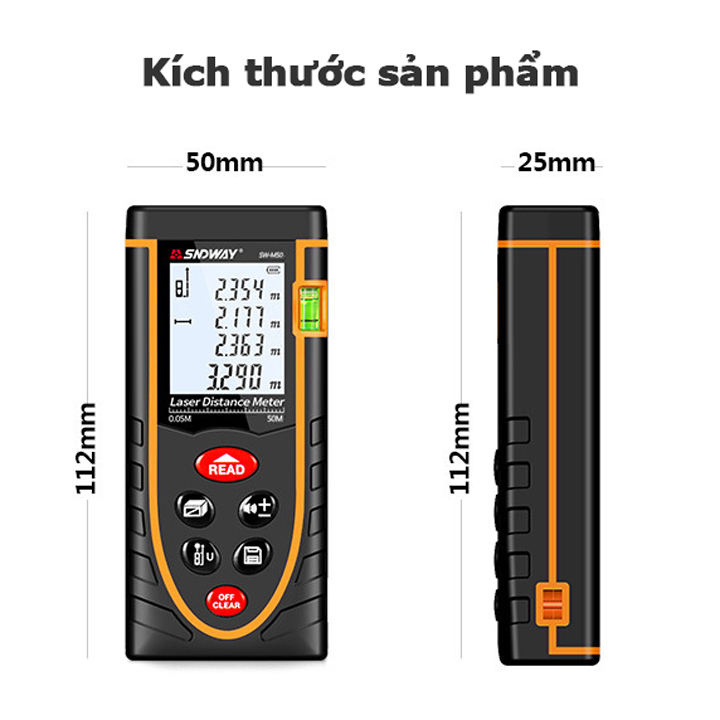 Thước đo khoảng cách bằng tia laser SNDWAY SW M50//M70//M100/M120 50m  70m 100m 120m