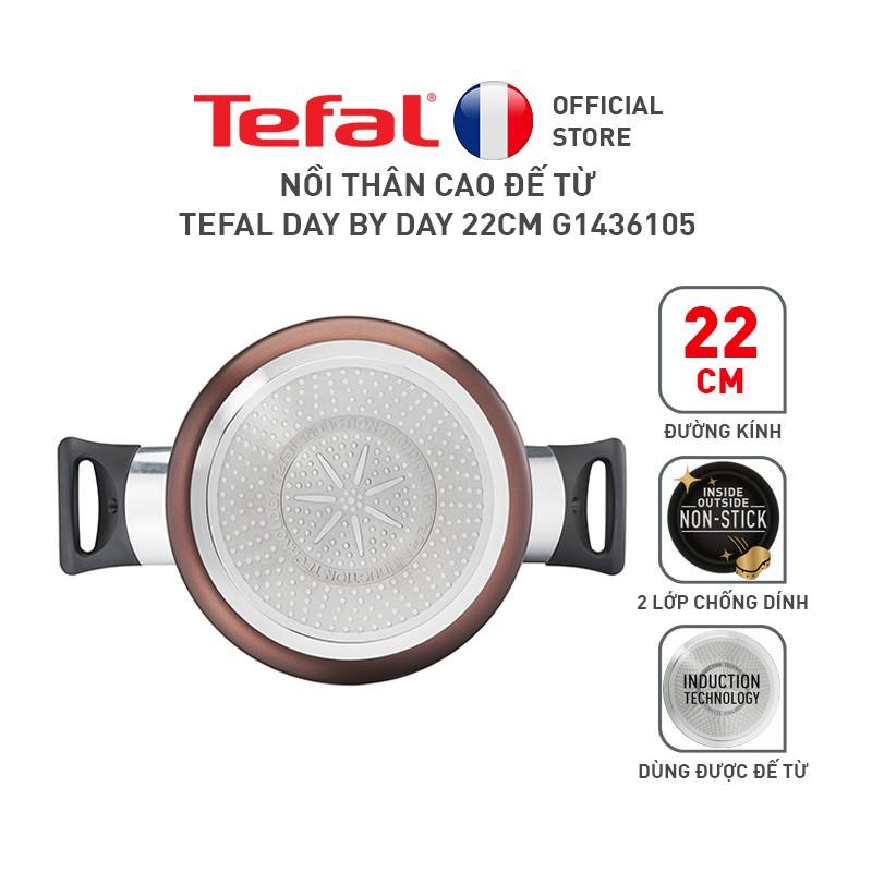 Nồi thân cao chống dính đáy từ Tefal Day by Day 22cm, dùng cho mọi loại bếp- Hàng chính hãng