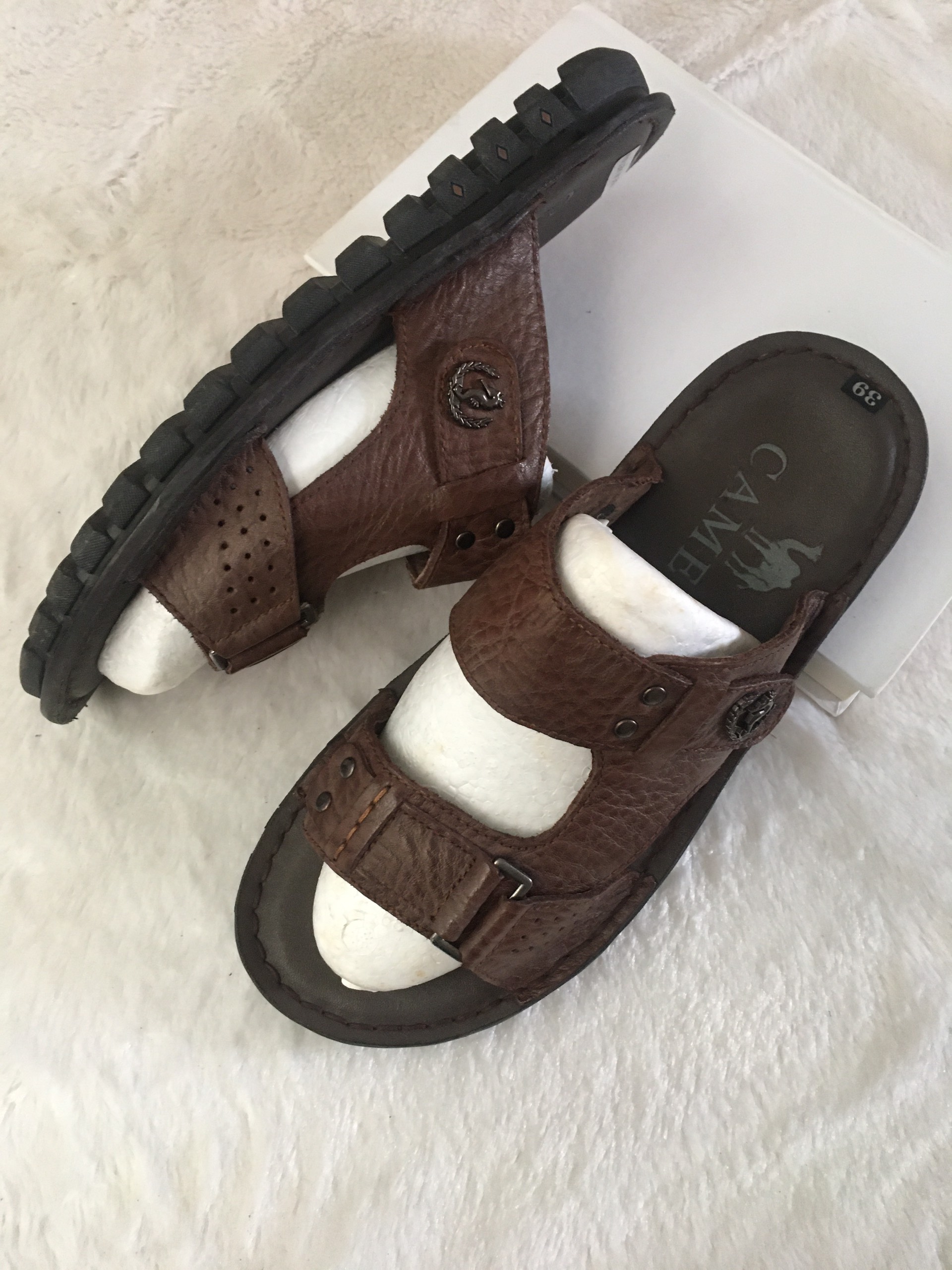 Dép da quai ngang lẻ size 39/41 SALE-Hỗ trợ khâu-DD 7935