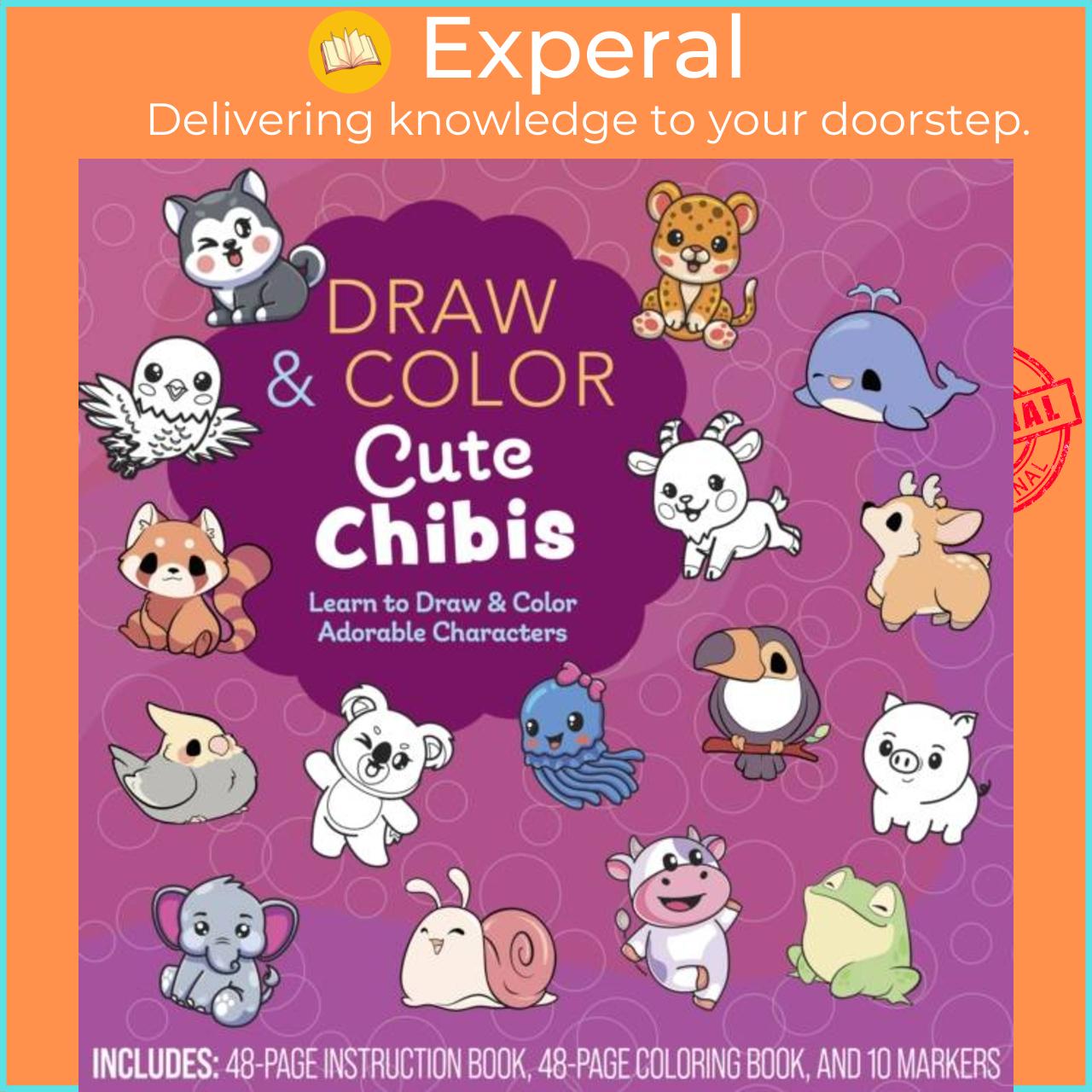 Sách - Draw and Color Cute Chibis - Learn to Draw and Color Adorab by Editors of Chartwell Books (UK edition, paperback)