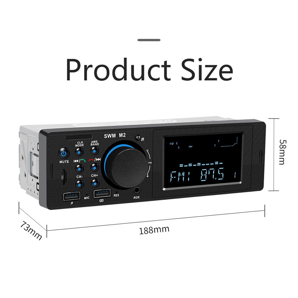 Car MP3 Player BT Stereo Receiver FM Radio Hands-Free Calling U-Disk/TF Card/Aux-in Player Support APP to Find Car 2.1A Quick Charge with Remote Controller