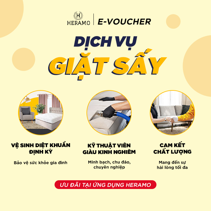 HCM [E-voucher] Giảm 30K Vệ Sinh Sofa, Nệm, Rèm, Thảm - thi công tận nhà tại ứng dụng HERAMO