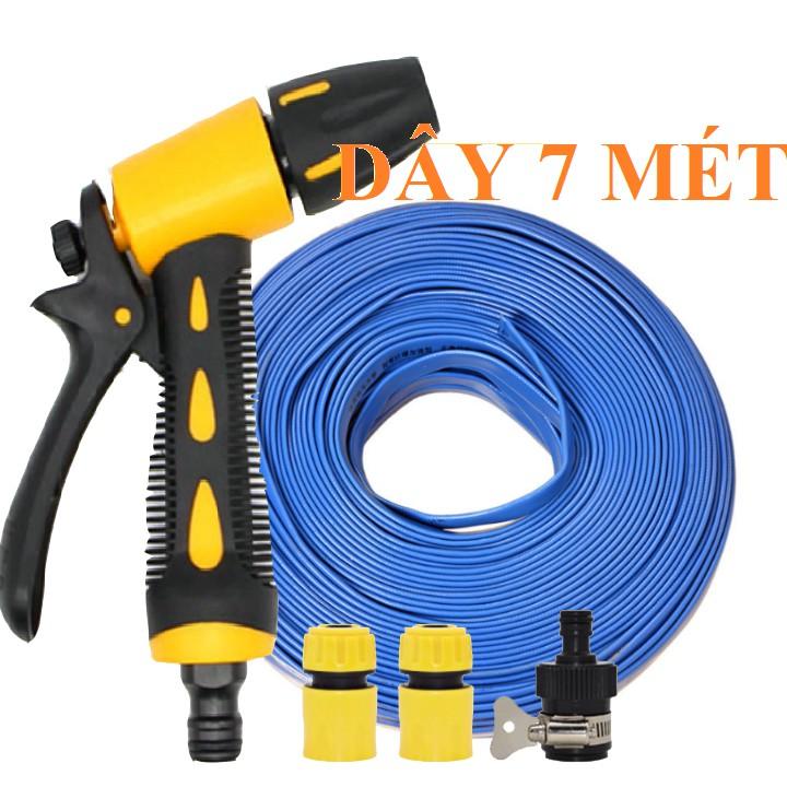 Bộ dây vòi xịt nước rửa xe, tưới cây . tăng áp 3 lần, loại 7m, 10m 206319 cút sập,nối đen + tặng đai
