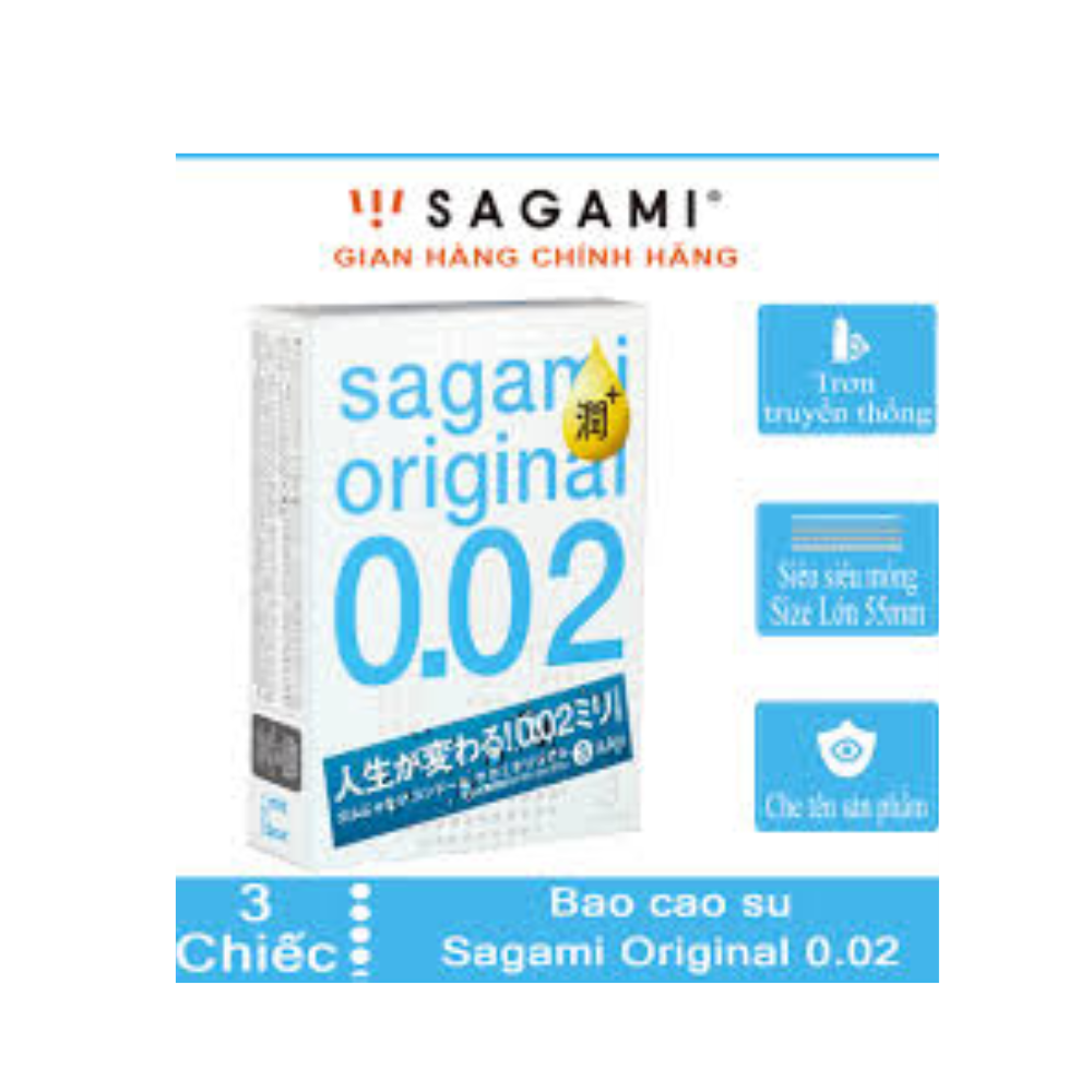 [Che tên sp] Bao cao su Sagami Original 0.02 - hộp 3 cái