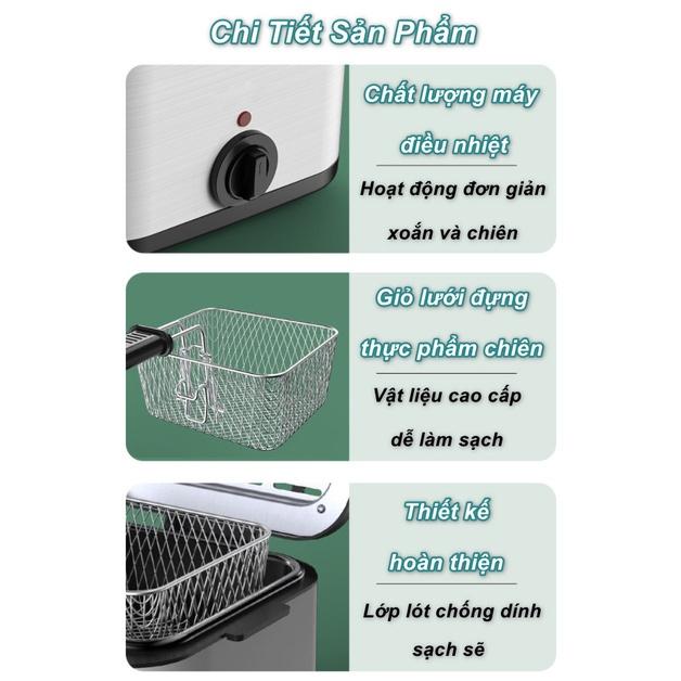 Bếp Chiên Ngập Dầu Gia đình ElecCooker Silver 1000W ‍‍