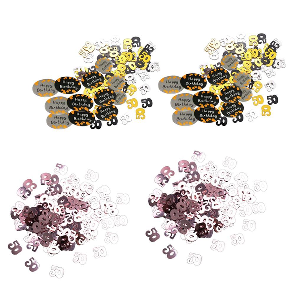 Digital 50 Party Confetti Sprinkles 50th Birthday Rose Gold, Black Gold