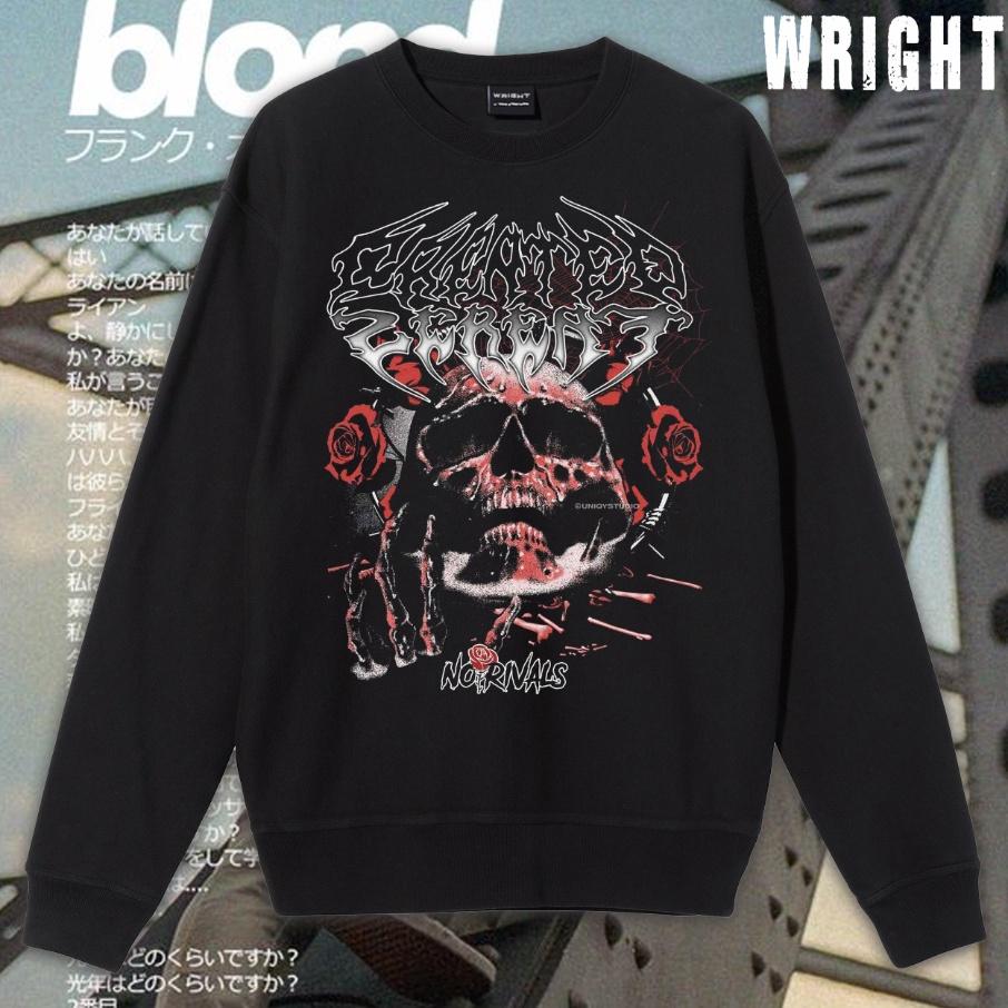Áo thun unisex wright đầu lâu graffiti phong cách đường phố 2021