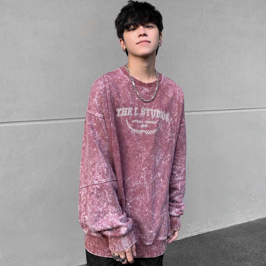 THELSTUDIOS - Áo Sweater Nỉ Wash thêu logo Apparel