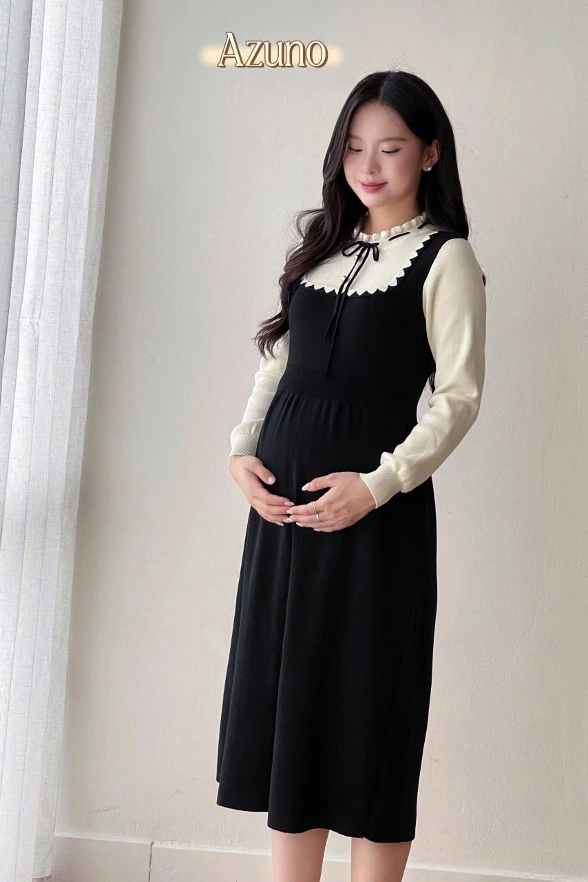 Váy Len Bầu, Đầm Bầu Len Dài Tay Cao Cấp