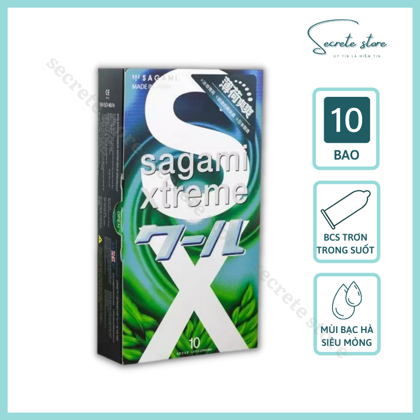 Bao cao su Sagami Xtreme Spearmint - thương hiệu Nhật Bản hương Bạc Hà, kiểu truyền thống