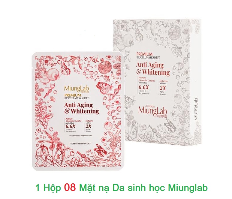 Hộp 8 mặt nạ dưỡng trắng da MiungLab Premium Anti-Aging and Whitening (25g/miếng)