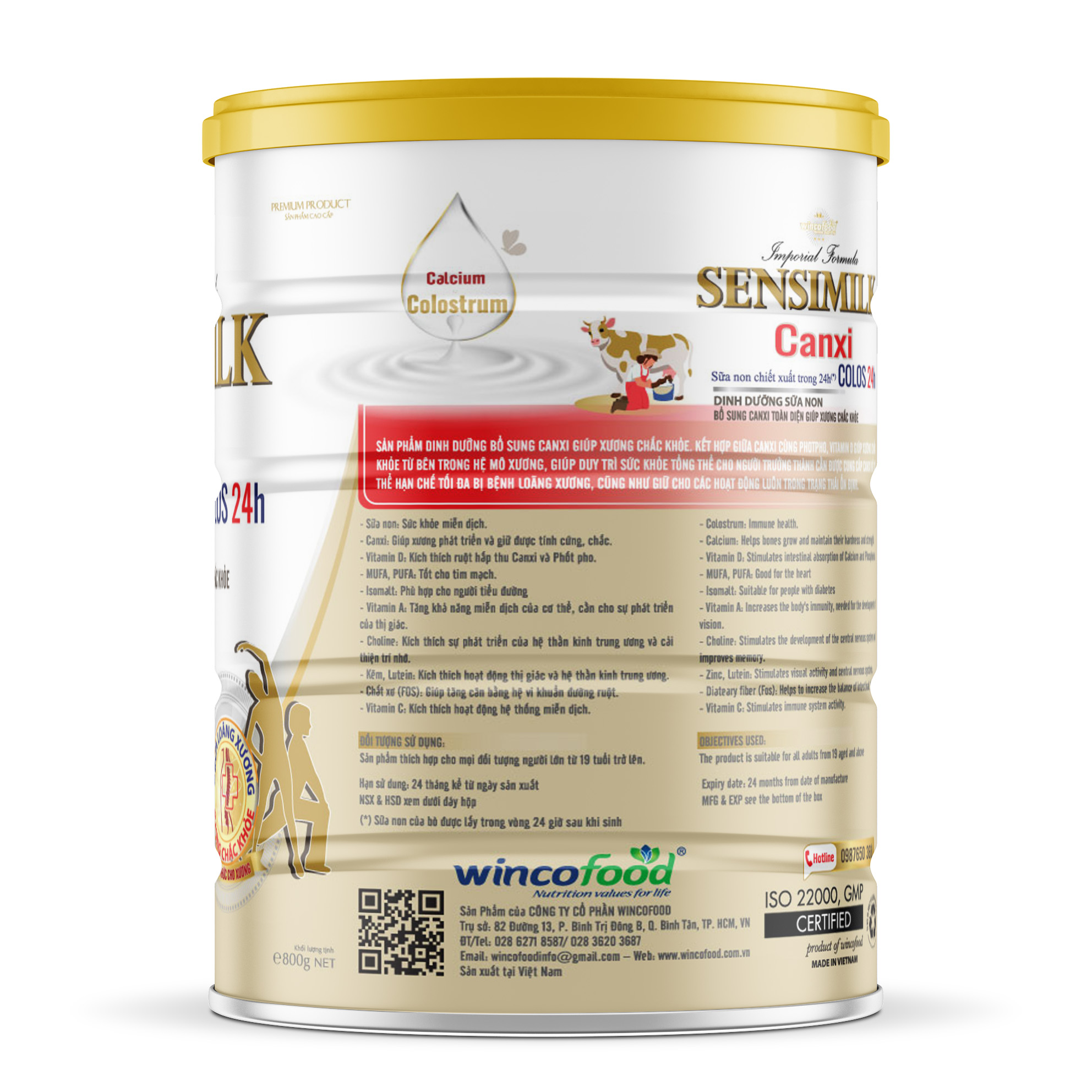 Sữa non Wincofood SENSIMILK CANXI (800g) - Bổ sung canxi cùng vitamin, khoáng chất giúp xương chắc khỏe.