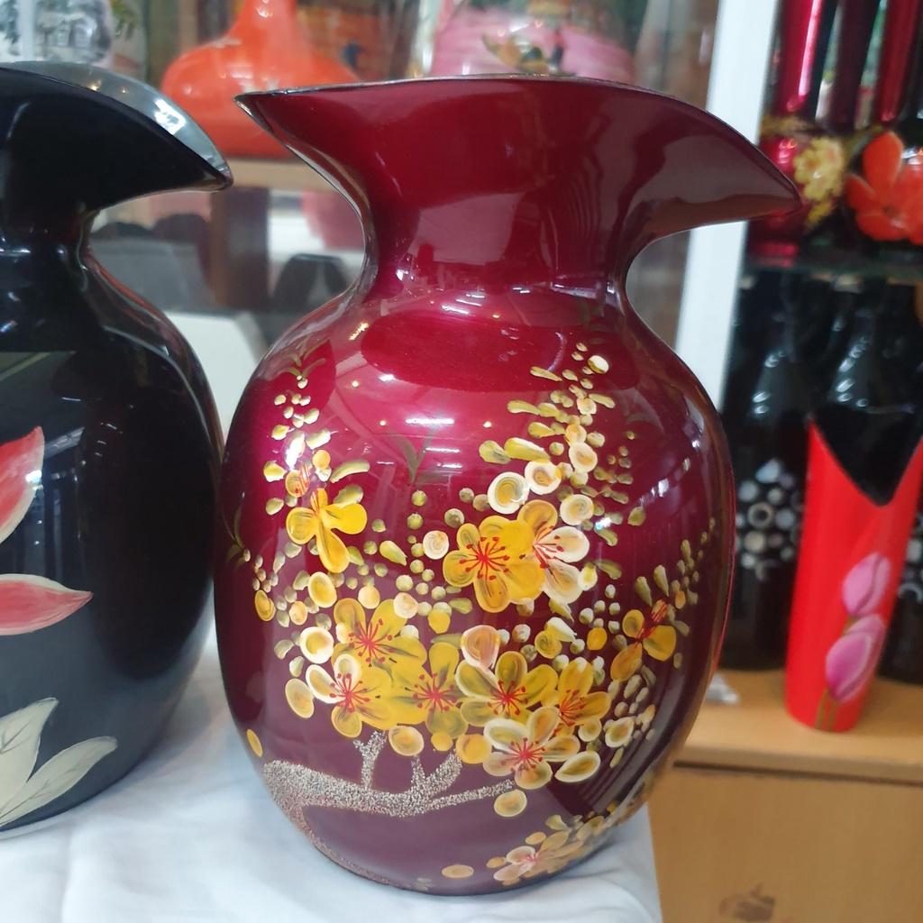 Lọ hoa sơn mài cao cấp Thanh Bình Lê miệng kiểu loe, cắm hoa, trang trí nhà cửa, văn phòng, quà tặng ý nghĩa size 21.5x1
