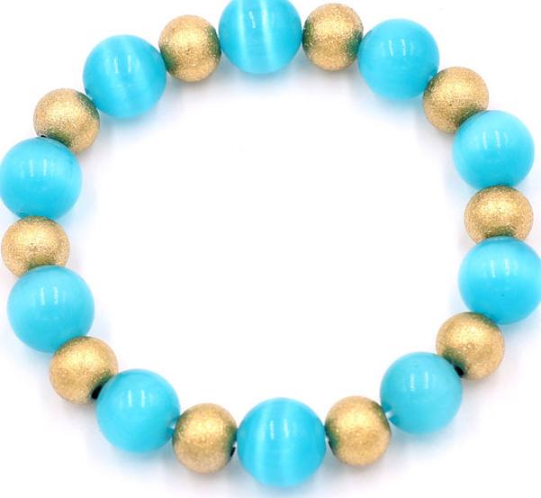 Chuỗi tay phong thủy - đá mắt mèo xanh ngọc 10 ly VMEXNHVT1 - hợp mệnh Thủy, mệnh Mộc