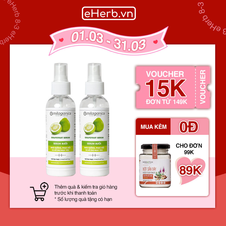 Combo 2 Serum Bưởi Milaganics (100ml/ Chai)