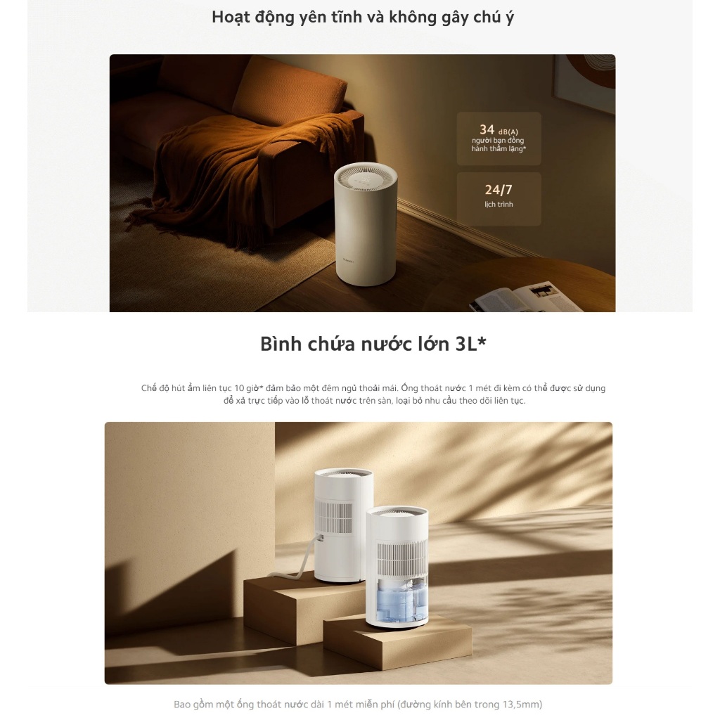 Máy Hút Ẩm Thông Minh Xiaomi Smart Dehumidifier Lite EU (13L) - Hàng Chính Hãng