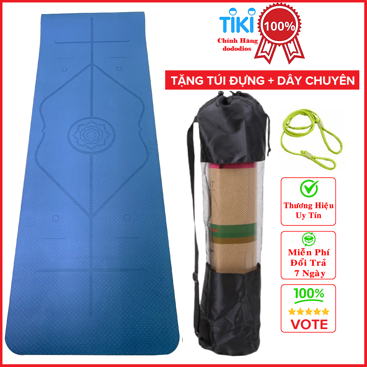 [LOẠI TỐT - ĐỊNH TUYẾN] Thảm tập Yoga định tuyến TPE cao cấp tặng kèm túi đựng - chống trơn trượt thấm hút mồ hôi tốt chính hãng DODODIOS - Dây Buộc Chuyên Dụng Tập Yoga