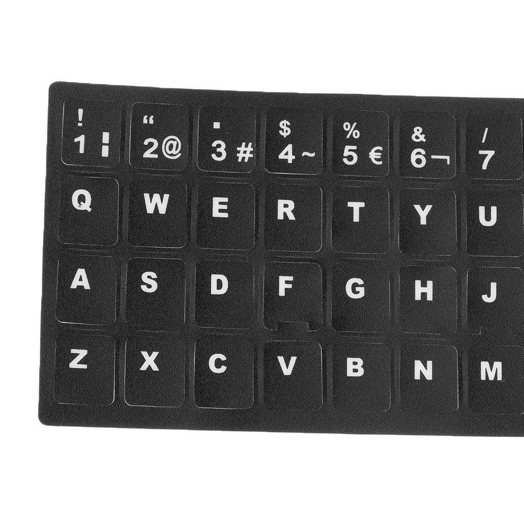 6-7pack Spanish Keyboard White Letters Cover Stickers Universal Black White