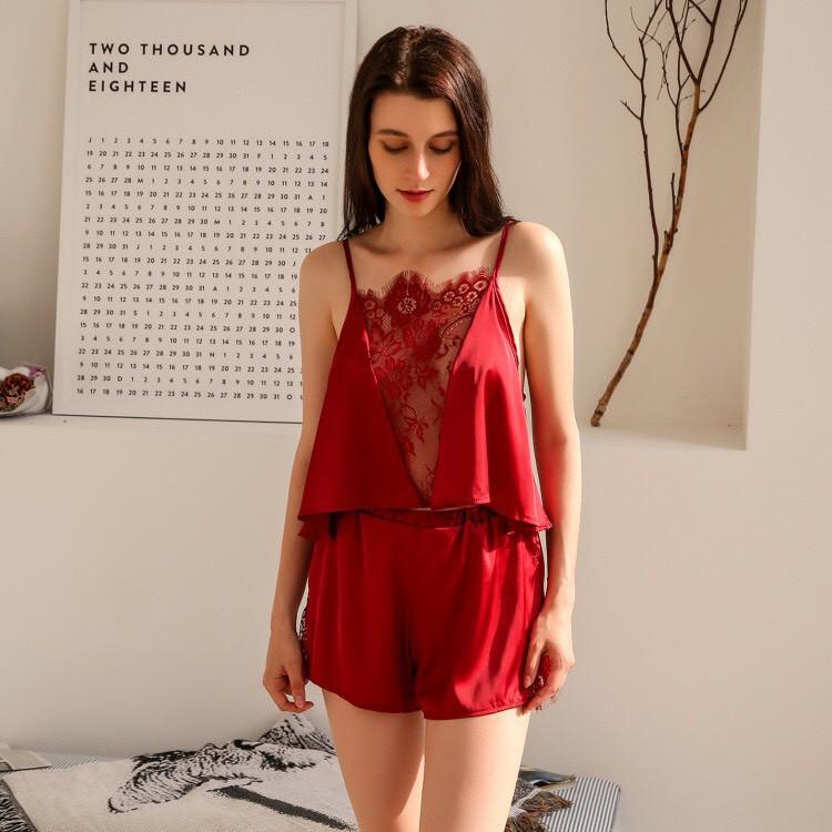 Đồ ngủ nữ lụa hai dây viền ren gợi cảm - Màu Trắng Tinh Khôi