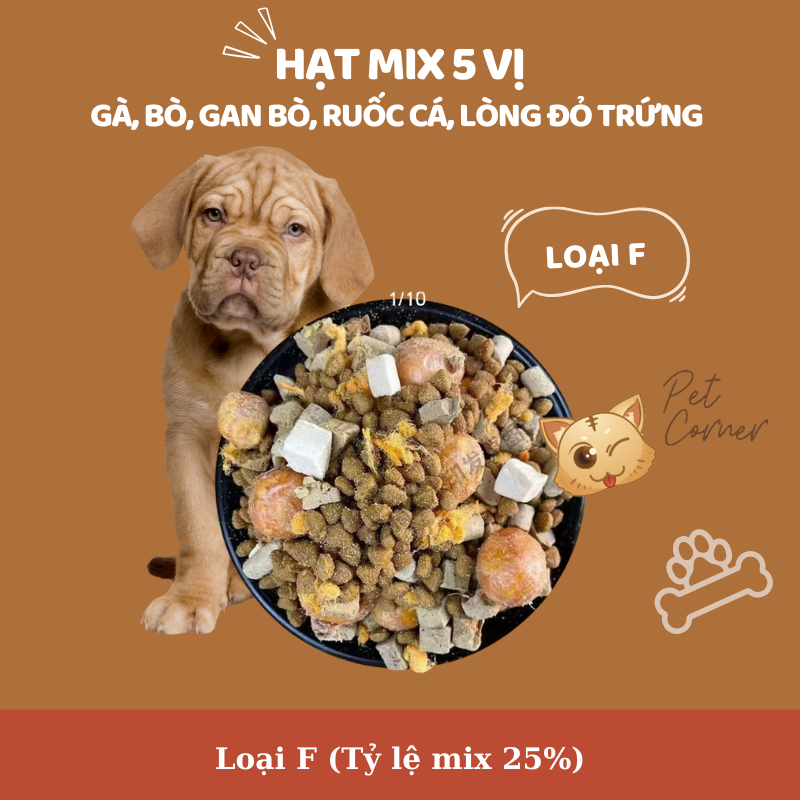 Hạt mix cao cấp cho cún trộn thịt bò, gà, tôm, cá, lòng đỏ trứng, rau củ quả - Thức ăn hạt cho chó kén ăn