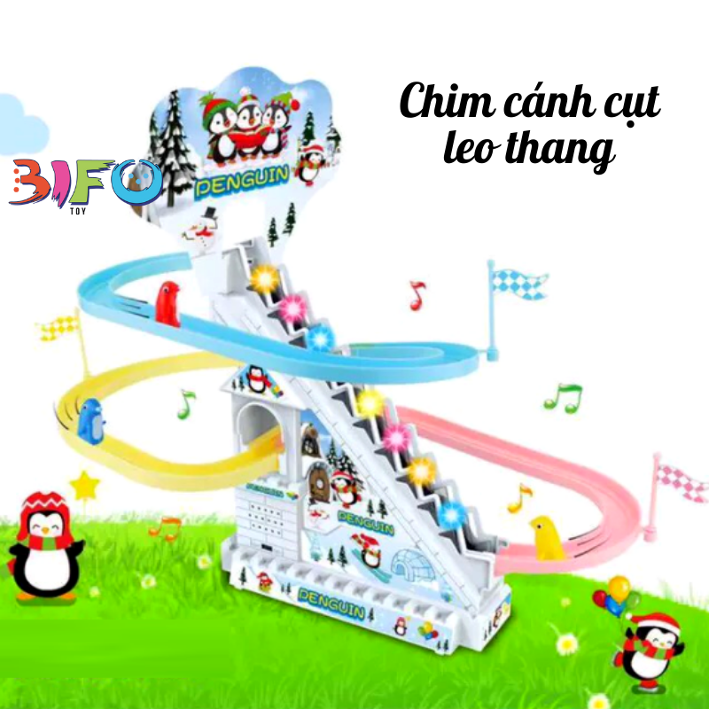 Đồ chơi chim cánh cụt leo cầu thang có đèn có nhạc cho bé vui chơi