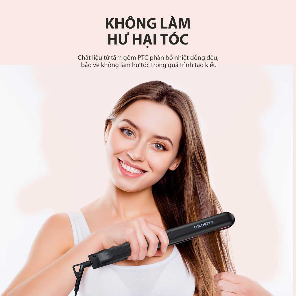 Máy Duỗi và Uốn Tóc SAMONO Chất liệu Gốm chịu nhiệt Làm nóng trong 20 giây SW-HS01 HÀNG CHÍNH HÃNG