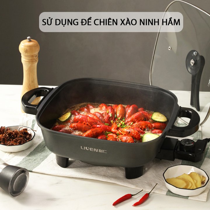 Nồi lẩu điện đa năng Liven DHG-558 dung tích 5.5 lít công suất 1650W Hàng Chính Hãng