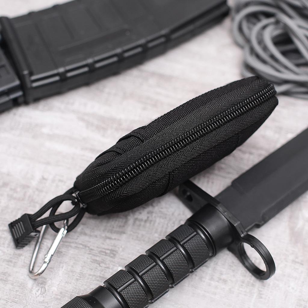Nylon Waterproof Sport  Bag Hiking Belt Zipper Pouch Wallet Black