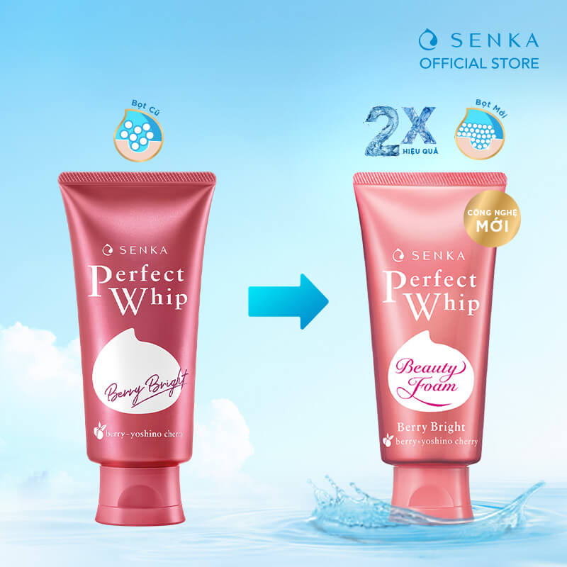 Sữa rửa mặt dưỡng da sáng hồng Senka Perfect Whip Berry Bright 100g